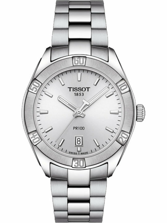 Tissot PR 100 Sport Chic Women's Watch with Silver Metal Bracelet