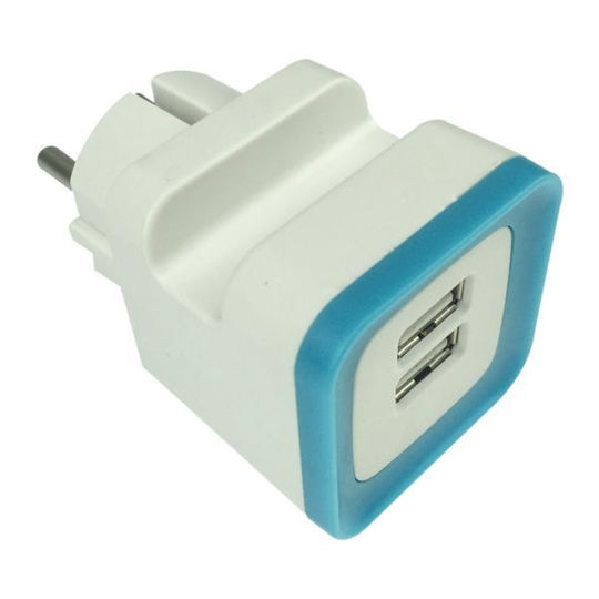 Eurolamp Φορτιστής Χωρίς Καλώδιο με 2 Θύρες USB-A Μπλε