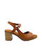 Ragazza Anatomic Leather Women's Sandals Tabac Brown with Chunky Medium Heel 0760