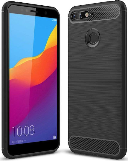 Forcell Brushed Carbon Flexible TPU Umschlag Rückseite Silikon Schwarz (Huawei Y6 Prime 2018)
