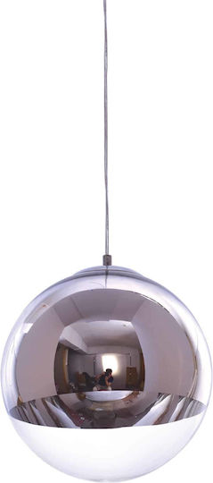 Home Lighting Alessia Κρεμαστό Φωτιστικό Ασημί Μπάλα με Ντουί E27 30εκ.