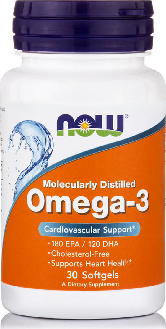 Now Foods Molecularly Distilled Omega 3 Ιχθυέλαιο 1000mg 30 μαλακές  κάψουλες