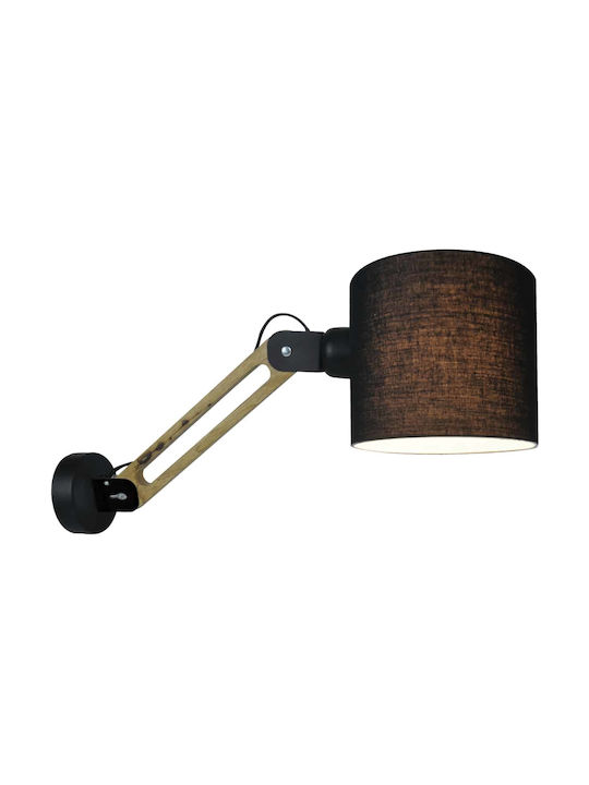 Home Lighting Vintage Wall Lamp with Socket E27 Black Width 18cm