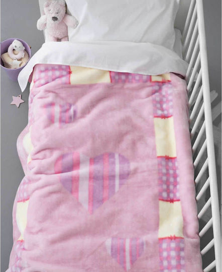 Palamaiki Κουβέρτα Κούνιας Bebe Velour BV714 Βελουτέ Ροζ 110x140εκ.