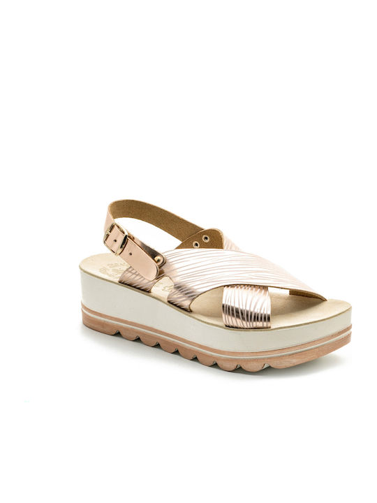 Fantasy Sandals Anatomic Women's Leather Platform Shoes Beige S6002