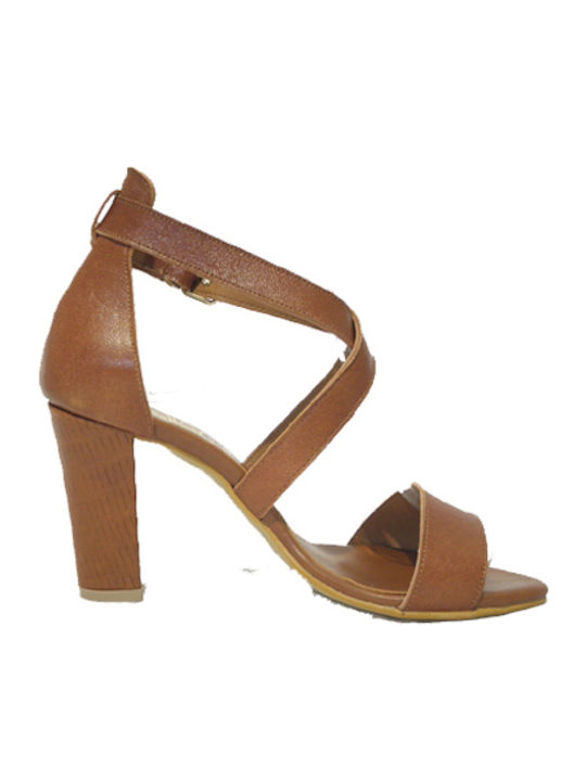 Ellen Leder Damen Sandalen in Tabac Braun Farbe