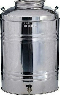 Sansone Stainless Steel Container Ανοξείδωτο Βαρέλι Με Βρύση with Screw Lid 50lt 125.104