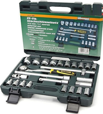 Mannesmann Set de chei tubulare și clichet 1\2" 46buc