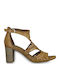 Tamaris Suede Women's Sandals with Chunky Medium Heel In Tabac Brown Colour