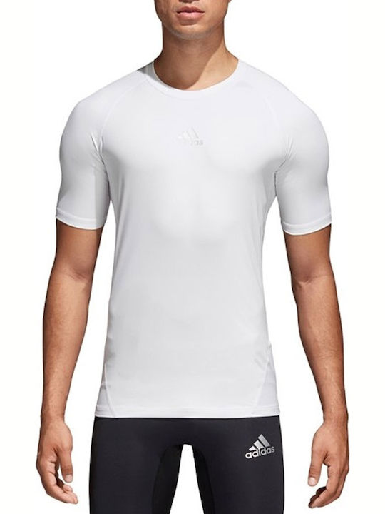 Adidas Alphaskin Sport Ανδρική Ισοθερμική Κοντομάνικη Μπλούζα Compression Λευκή