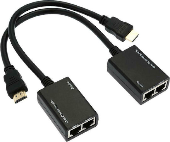 Powertech Converter HDMI male to RJ-45 2x female 1pcs CAB-H078