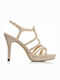 Menbur Begonia Fabric Women's Sandals with Thin High Heel In Beige Colour 0