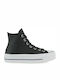 Chuck Taylor All Star Lift Leather High Top Flatforms Boots Black / White