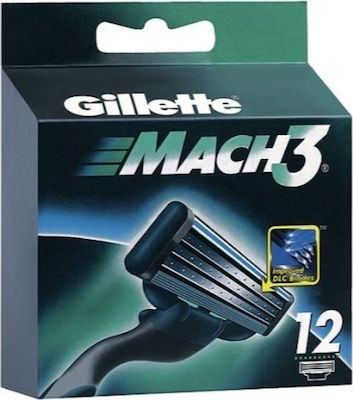 Gillette Mach3 Replacement Heads with 3 Blades & Lubricating Tape 12pcs