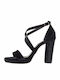 Stefania 1053 Stoff Damen Sandalen in Schwarz Farbe