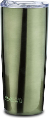 Nava Cooper Glass Thermos Stainless Steel Green 440ml with Mouthpiece 10-190-002