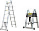 Herzberg Teleskopische Leiter Aluminium 14 Stufen mit maximaler Höhe 5.6m