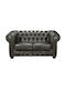CHESTERFIELD Doppelsitzer Sofa Echtes Leder Antique Grau 160x92x72cm E9574,22