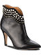 Caprice Leather Women's Ankle Boots with High Heel Black