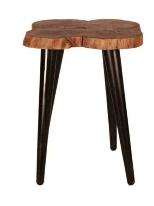 Round Solid Wood Side Table Natural L70xW70xH75cm