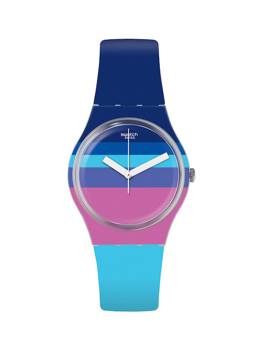 Swatch Azul' Heure Ρολόι με Μπλε Καουτσούκ Λουράκι