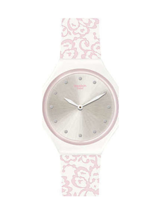 Swatch Skindentelle Uhr mit Weiß Kautschukarmband