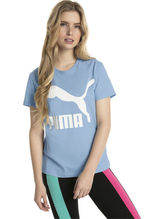 Puma Classics Logo T-Shirt Damen Sportlich T-shirt Blau