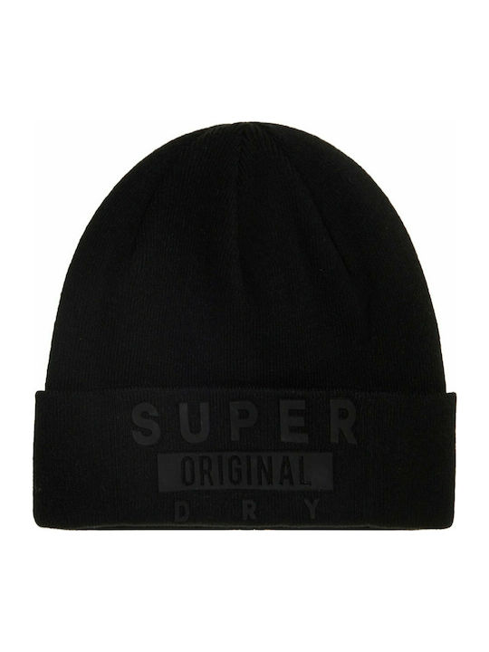 Superdry Super Logo Ανδρικός Beanie Σκούφος σε Μαύρο χρώμα