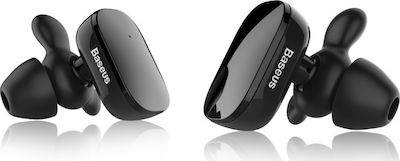 Baseus Encok W02 In-ear Bluetooth Handsfree Ακουστικά με Αντοχή στον Ιδρώτα και Θήκη Φόρτισης Μαύρα