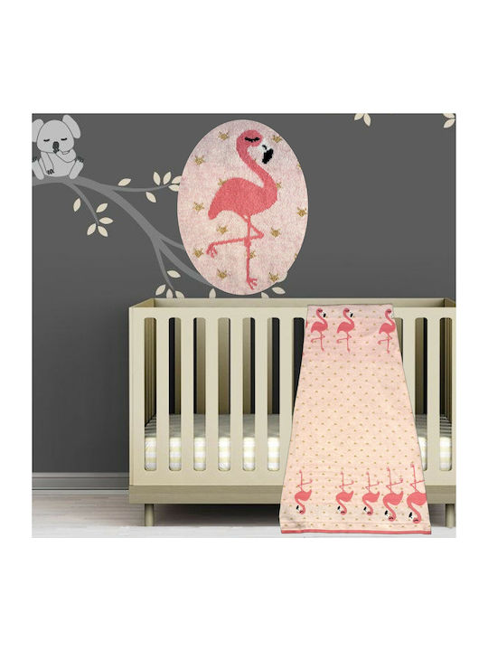 Morven Κουβέρτα Αγκαλιάς & Λίκνου Flamingo 1850 Βαμβακερή Ροζ 80x100εκ.