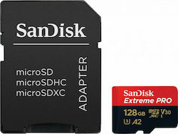 Sandisk Extreme Pro microSDXC 128GB Class 10 U3 V30 A2 UHS-I με αντάπτορα