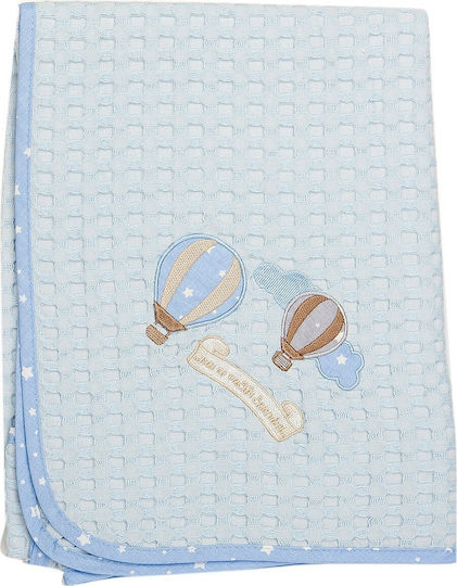 Dimcol Blanket Cot Hot Air Balloon 02 Waffle Light Blue 100x160cm
