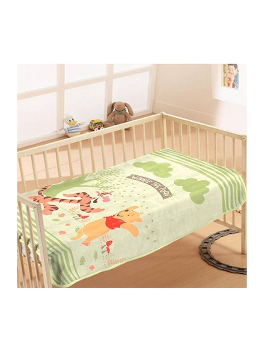 Dimcol Decke Kinderbett Winnie Forest Samt Grün 110x140cm
