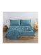 Nef-Nef Homeware Sheet Super-Double with Elastic 160x200+30cm. Basic Dusty Petrol