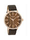 Oozoo Timepieces Wooden Watch with Brown Leather Strap