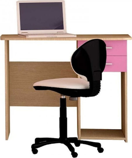 Детско бюро от меламин Oak / Pink 100x55x80см