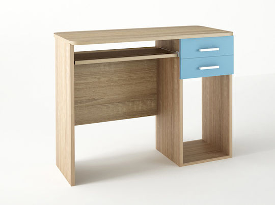 No 8 Kinderschreibtisch aus Melamin Oak-Light Blue 100x55x80cm