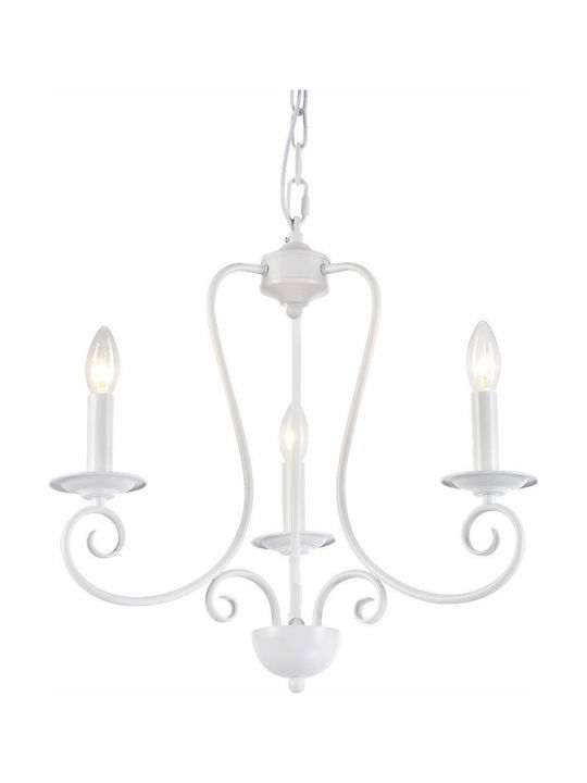 Home Lighting Candelabru 3xE14 Ø45cm cu Lumânări Alb 77-3657