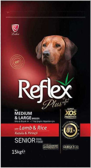 Reflex Plus Senior Medium/Large 15kg Dry Food for Senior Neutered Medium & Large Breed Dogs with Lamb