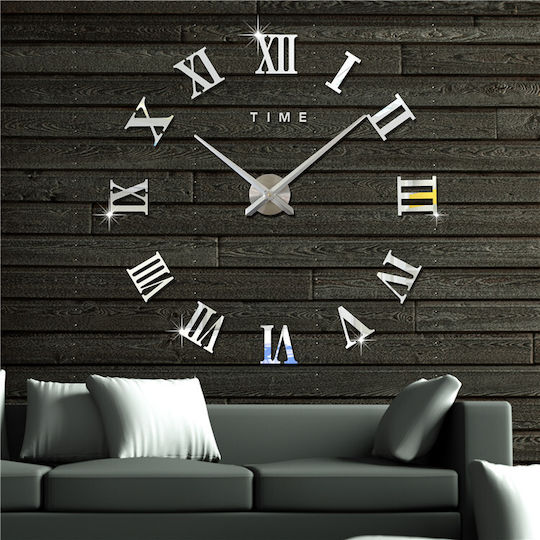 Mirror Roman Do It Yourself (Διάσταση Αριθμών 12cm) Αντικέ Ρολόι Τοίχου Πλαστικό Ασημί Ø120cm Mirror Roman Do It Yourself (Διάσταση Αριθμών 12cm) Αντικέ Ρολόι Τοίχου Πλαστικό Ασημί Ø120cm