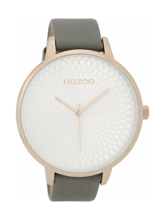 Oozoo Timepieces Watch with Gray Leather Strap