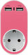 Eurolamp Ladegerät ohne Kabel mit 2 USB-A Anschlüsse Rosa (147-09011)