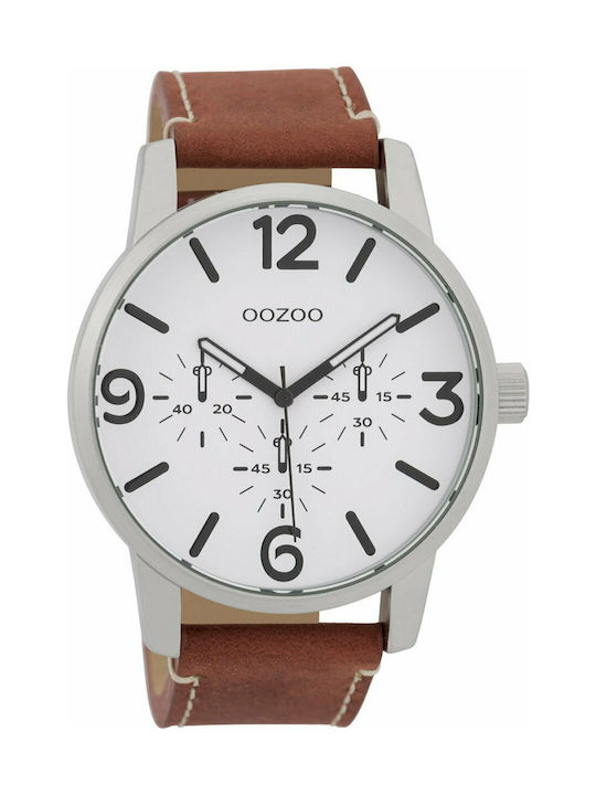 Oozoo Timepieces Часовник Батерия с Кафяв Кожено Каишка