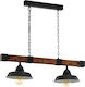 Eglo Oldbury Pendant Light Two-Light Rail for Socket E27 Brown