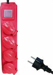 Eurolamp Power Strip 4 Positions with Switch and Cable 1.5m 3pcs Red