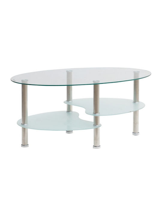 Oval Glass Coffee Table Transparent L90xW55xH40cm