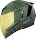 Icon Airflite Battlescar 2 Green Motorradhelm Volles Gesicht DOT / ECE 22.05 0101-11268