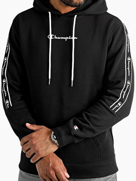 Champion Hooded Sweatshirt Men's Sweatshirt with Hood and Pockets Black