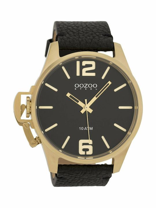 Oozoo Men's Watch 48mm Battery with Black Leather Strap