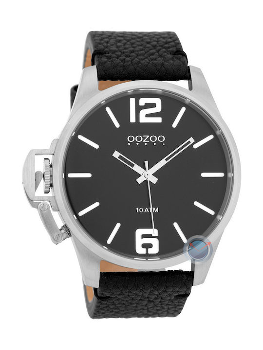 Oozoo Ανδρικό Ρολόι 48mm Μπαταρίας με Μαύρο Δερ...